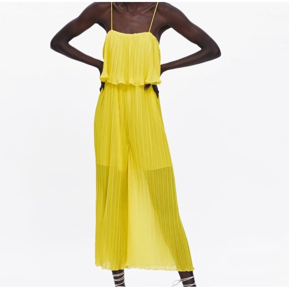 Zara Plisse Jumpsuit in Yellow